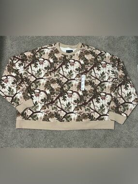 Original Use Men’s Camo Graphic Print Crewneck Fleece Pullover Sweatshirt 2XL